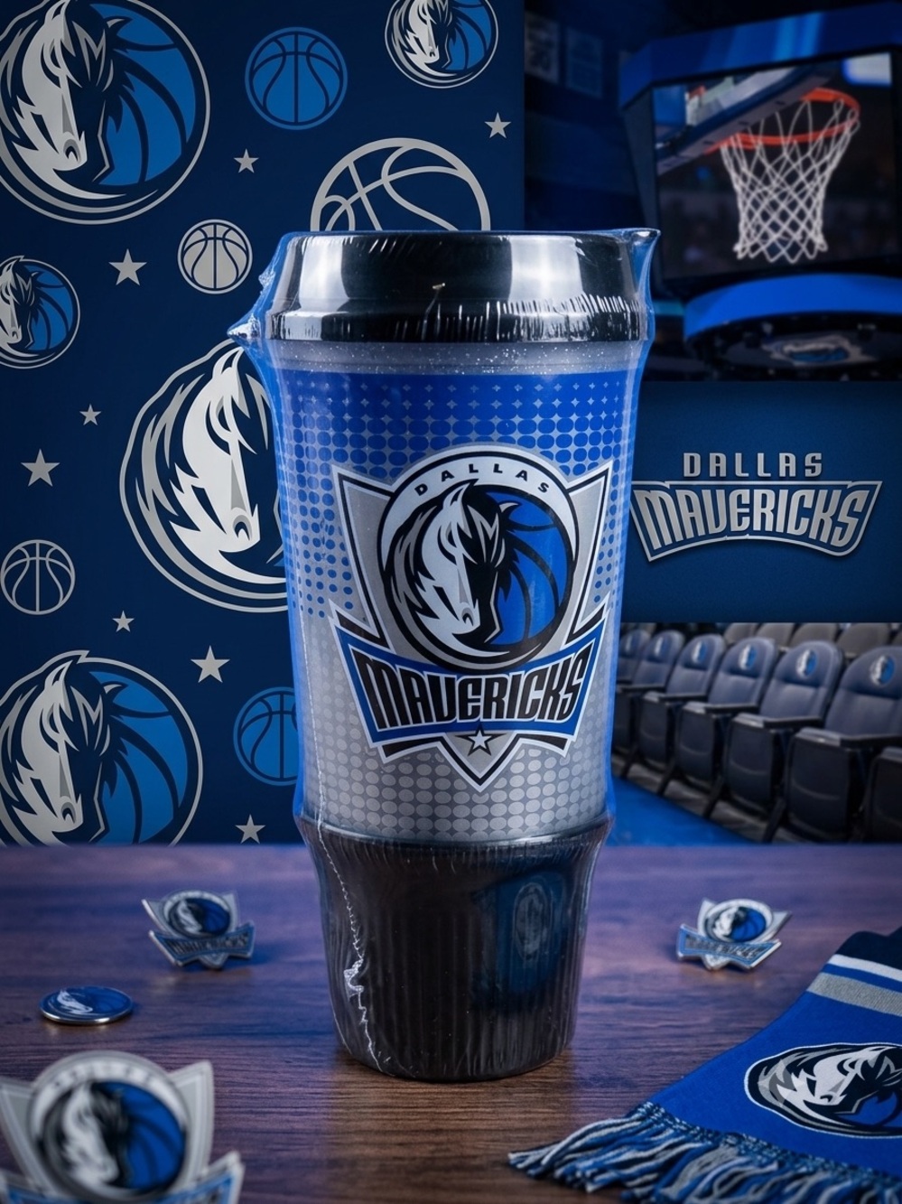 NBA Dallas Mavericks Blue and Black Travel Tumbler